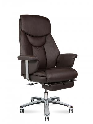 Кресло офисное / Парламент / (brown) сталь + хром / темно-коричневая экокожа