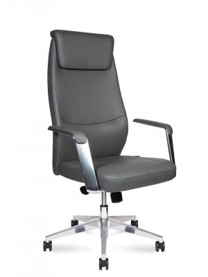 Кресло офисное / Davos Grey / алюминиевая  база / серая экокожа