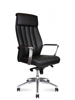 Кресло офисное / Madrid Black / алюминиевая  база / черная экокожа