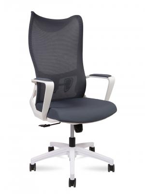 Кресло офисное / Wave white / белый пластик / серая сетка / серая ткань