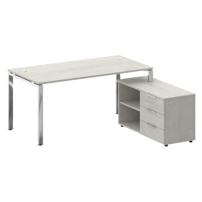 Metal System Direct Стол руковод. с тумбой БГ.СРТ-4.8 (R) Дуб Наварра/Нержавеющая Сталь 1700*1620*75