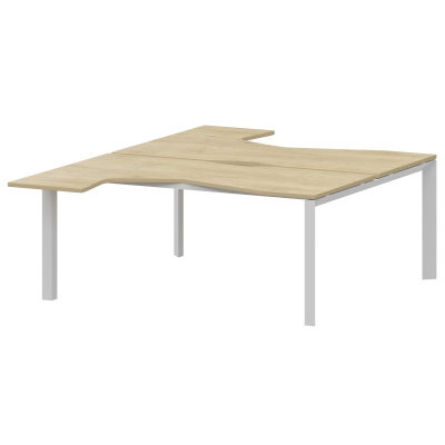 Бенч эргономичный на 2 рабочих места на металлокаркасе Аргентум-МП НТМП.П.Б2-060 Баттл Рок/Белый (1600x2036x750)