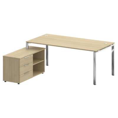 Metal System Direct Стол руковод. с тумбой БГ.СРТ-5.9 (L) Акация Лорка/Нержавеющая Сталь 1900*1720*7