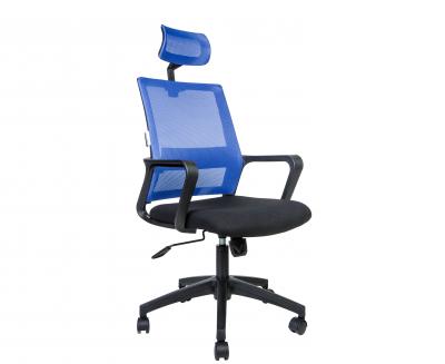 Кресло офисное / Бит / черный пластик / синяя сетка / черная ткань
