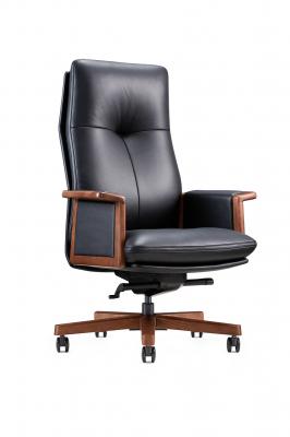 Кресло офисное / Vivaldi black / черная кожа / деревянная крестовина