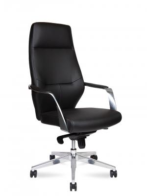 Кресло офисное / Capital Black / алюминиевая база / черная экокожа