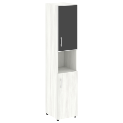 Yalta Шкаф узкий LT.SU-1.4 R (R) black Снежная Патина/Стекло Black 400*450*1987