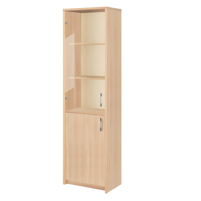 Шкаф комбинированный с прозрачным стеклом А-321+А-стл321пр Бук 560x370x2000 Арго