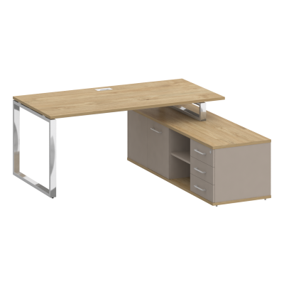 Shift Стол руководителя с опорной греденцией, правый SK.SRG-180 (R) Тиквуд Светлый/Капучино 1800*180