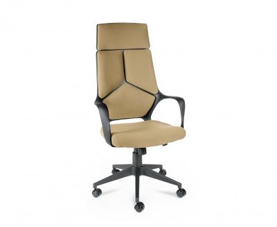 Кресло офисное / IQ / черный пластик / слоновая кость ткань