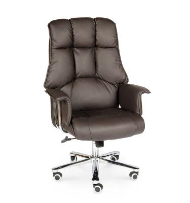 Кресло офисное / Президент / сталь + хром / темно-коричневая кожа