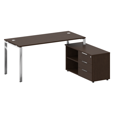 Metal System Direct Стол руковод. с тумбой БГ.СРТ-4.7 (R) Венге Цаво/Нержавеющая Сталь 1700*1520*750