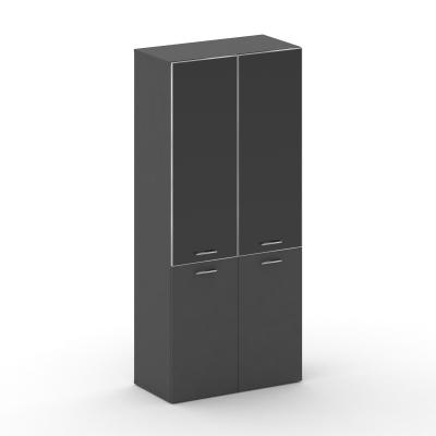 Fresco Шкаф широкий высокий FRU.ST-101 black Базальт/Лакобель Черный/Хром 896*460*2000