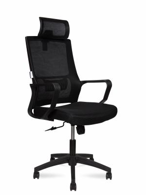 Кресло офисное / Max / черный пластик / черная сетка / черная ткань