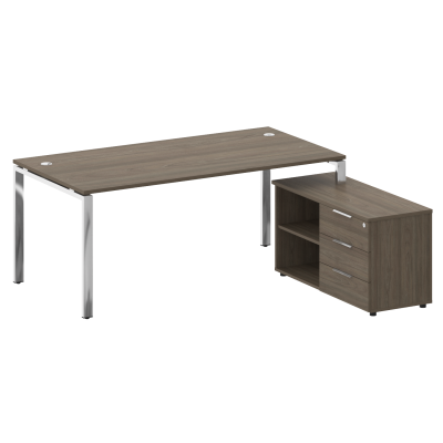 Metal System Direct Стол руковод. с тумбой БГ.СРТ-5.9 (R) Вяз Благородный/Нержавеющая Сталь 1900*172