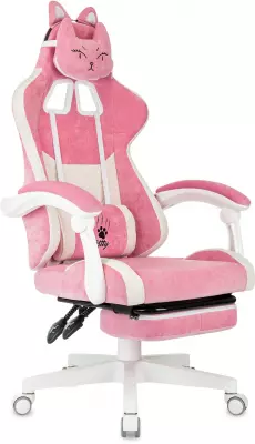 Кресло игровое Knight Kitty/F W Fabric розовый/молочный крестов. пластик подст.для ног пластик белый