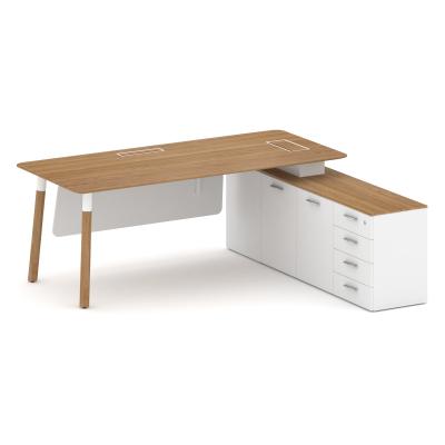 Fresco Стол руководителя FR.SR-20 (R) Дуб Светлый/Белый Бриллиант/Металл Белый/Нерж. Сталь 2000*1798