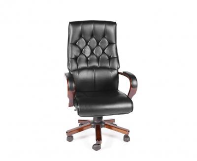 Кресло офисное / Боттичелли / дерево / черная экокожа