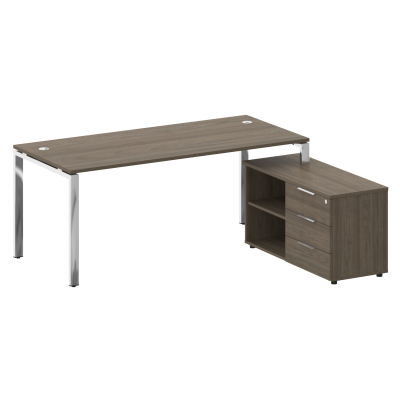 Metal System Direct Стол руковод. с тумбой БГ.СРТ-5.8 (R) Вяз Благородный/Нержавеющая Сталь 1900*162