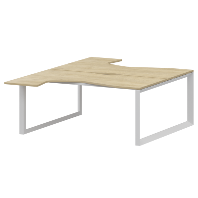 Бенч эргономичный на 2 рабочих места на металлокаркасе Аргентум-МП НТМП.О.Б2-060 Баттл Рок/Белый (1600x2036x750)