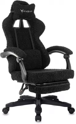 Кресло игровое Knight Lord/F черный экомех крестов. пластик подст.для ног