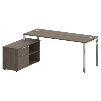 Metal System Direct Стол руковод. с тумбой БГ.СРТ-5.7 (L) Вяз Благородный/Нержавеющая Сталь 1900*152