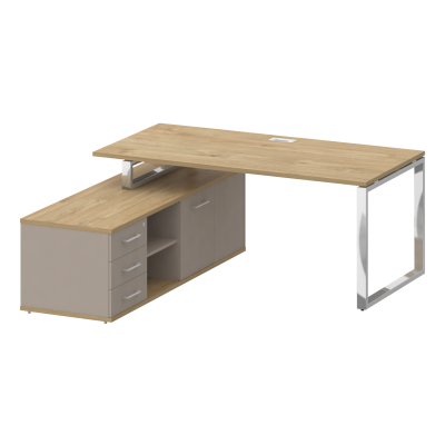 Shift Стол руководителя с опорной греденцией, левый SK.SRG-180 (L) Тиквуд Светлый/Капучино 1800*1800
