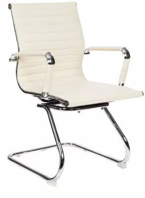 Кресло Бюрократ CH-883-LOW-V слоновая кость экокожа низк.спин. полозья металл хром