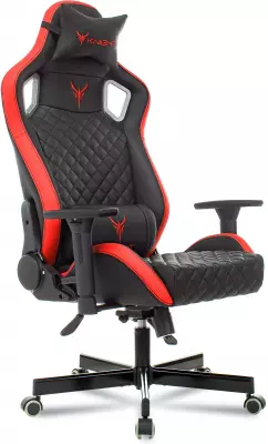 Кресло игровое Knight Outrider черный/красный ромбик экокожа с подголов. крестов. металл