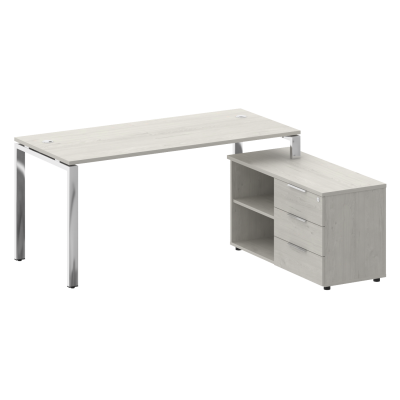 Metal System Direct Стол руковод. с тумбой БГ.СРТ-4.7 (R) Дуб Наварра/Нержавеющая Сталь 1700*1520*75