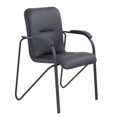 Кресло для приемных и переговорных «Samba CF-107», черный каркас, кожзам черный, собранное