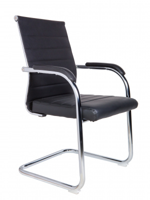 Кресло офисное / Авалон CF / хром / черная экокожа