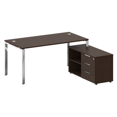 Metal System Direct Стол руковод. с тумбой БГ.СРТ-4.8 (R) Венге Цаво/Нержавеющая Сталь 1700*1620*750