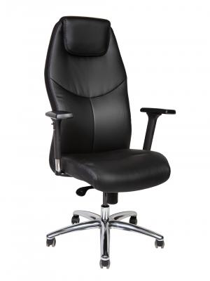 Кресло офисное / Леман / черная экокожа/ алюминий крестовина