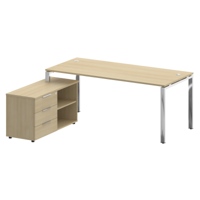 Metal System Direct Стол руковод. с тумбой БГ.СРТ-5.8 (L) Акация Лорка/Нержавеющая Сталь 1900*1620*7