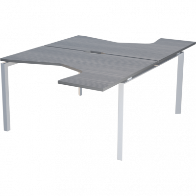 Бенч эргономичный на 2 рабочих места на металлокаркасе Аргентум-МП НТМП.П.Б2-060 Лиственница/Белый (1600x2036x750)