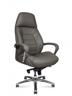Кресло офисное / Porsche / темно-серая  кожа/ алюминий крестовина