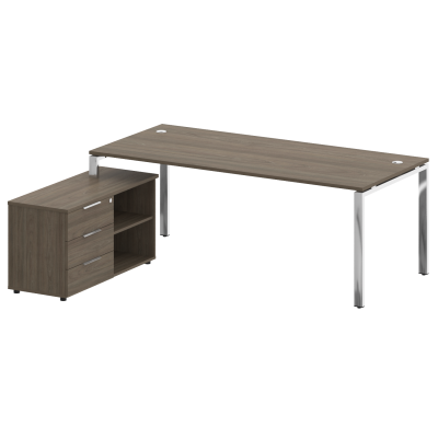 Metal System Direct Стол руковод. с тумбой БГ.СРТ-6.9 (L) Вяз Благородный/Нержавеющая Сталь 2100*172