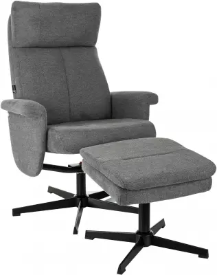 Кресло для дома Бюрократ _Baron с пуфом серый металл черный крестов. (_BARON/GREY)