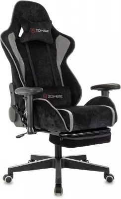 Кресло игровое Zombie Drift/F черный/серый крестов. пластик подст.для ног