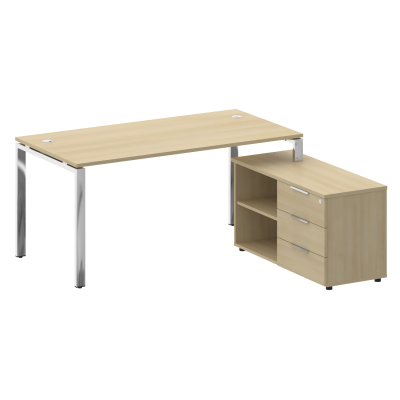 Metal System Direct Стол руковод. с тумбой БГ.СРТ-4.8 (R) Акация Лорка/Нержавеющая Сталь 1700*1620*7