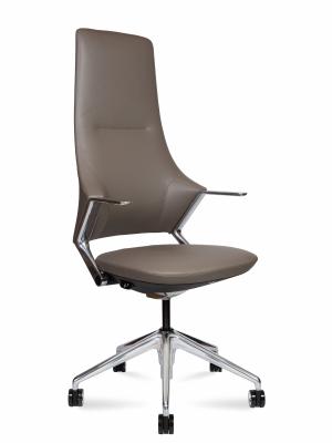 Кресло офисное / Han / серая кожа /  алюминиевая крестовина