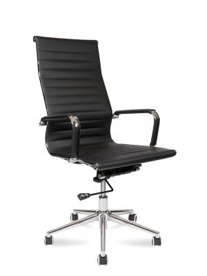 Кресло офисное / Техно / хром / черная экокожа