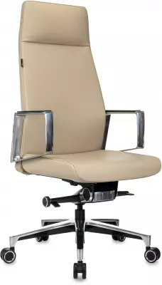 Кресло руководителя Бюрократ _JONS бежевый кожа крестов. алюминий