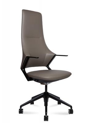 Кресло офисное / Han / серая кожа / черная алюминиевая крестовина