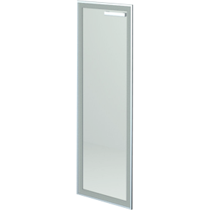 Дверь стеклянная в алюминиевой раме левая Аргентум НТ-601.СР.ЛВ.Ф Сатинат (390x4x1180)