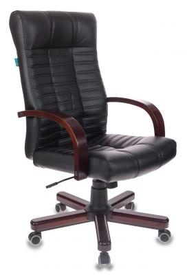 Кресло руководителя Бюрократ KB-10WALNUT черный экокожа крестов. металл/дерево