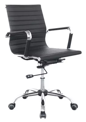 Кресло руководителя Бюрократ CH-883-LOW черный экокожа низк.спин. крестов. металл хром