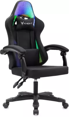 Кресло игровое Knight Wolf RGB черный с подголов. крестов. пластик пластик черный