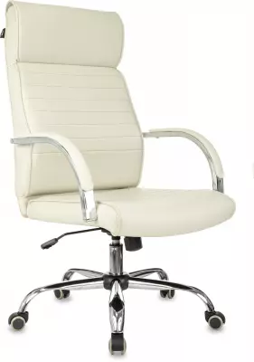 Кресло руководителя Бюрократ T-8010SL слоновая кость экокожа крестов. металл хром